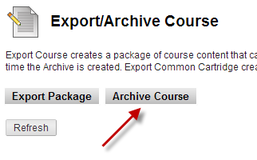 Export/Archive Course Page